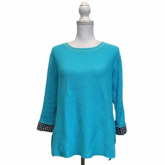 Margaret Winter Blue Knit Small High Low Sweater - Picture 1 of 6